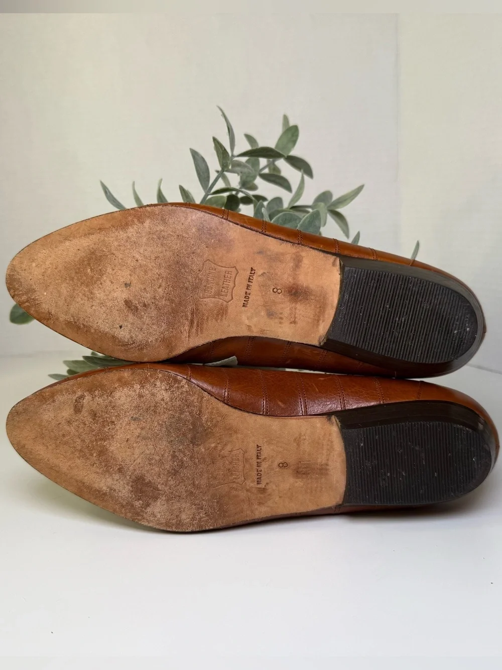 Maserati Vintage Brown Genuine Leather Italian Made Women's Flats Size 8